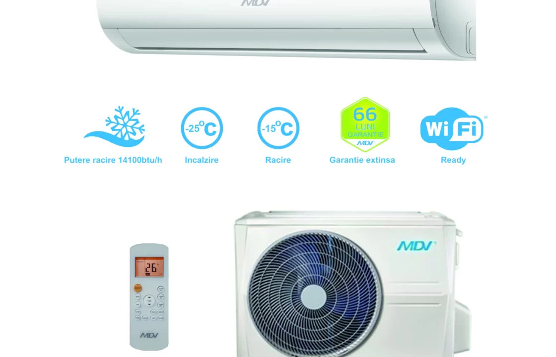 Aparat de aer conditionat MDV AROMA LOW AMBIENT KIT 9000 btu/h WIFI READY R32 Full DC Inverter, Clasa A++, -25 grade incalzire, Detectie Pierdere Freon, Filtru particule detasabil